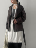 High-neck belted half trench coat