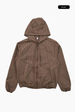 Loop check hoodie zip-up jumper