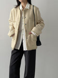 Curved Semi-Wide Cotton Pants