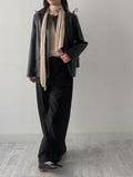 [Muffler set] Pleats U-neck Long Sleeve T-shirt