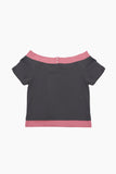 Layered off-shoulder T-shirt