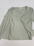 Two-button slit ribbed cardigan T-shirt