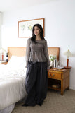 Roll-up button wide pants