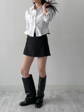 Minute Two-Pocket Pintuck Crop Shirt