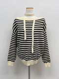[Tie Set] Striped Boat Neck Knit