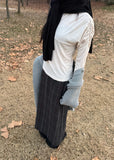 CHECK LONG SLIT WOOL SK