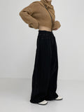 Hidden corduroy long wide pants