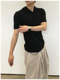 Gode Henley Neck Hood Short Sleeve T-shirt