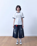 Damage Crop Bermuda Denim