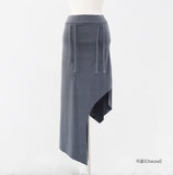 Er unbalanced shirring string skirt