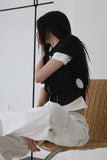 Hole cropped shirring shirt