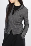 Two-tone high neck two-way zip-up