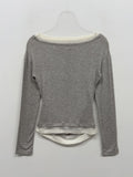 Layered Shirring Boat Neck T-Shirt