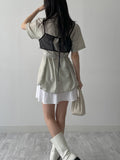 Tencel collar strap blouse
