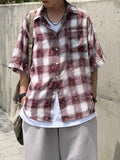 Mix Dirty Check Half Shirt