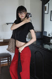 Oxford Red Cotton Pants