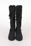 Lace tie long boots