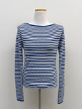 Punching Stripe Boat Neck T-Shirt