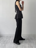 [Tie SET] Stripe frill sleeveless