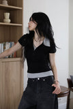 Heli color matching collar short sleeve tee