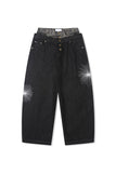 Deep indigo camo sagging denim pants