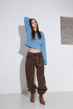 wide brown washing denim