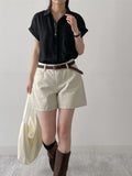 Oxford Cotton Half-length Shorts