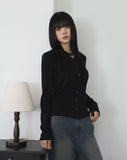 Back slit button turtleneck