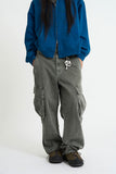 Vintage washed dyeing cargo wide pants