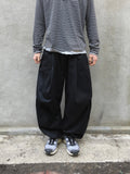 Tail Curved Wide Cotton Pants