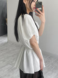 [Strap SET] Bardi Puff Frill Blouse