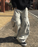Lamuse Gray Cargo Curved Denim Pants