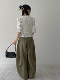 Curved Balloon Wide Denim Pants