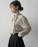 Leila High Neck Tie Blouse