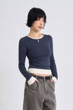 Modal two-tone layered long sleeves