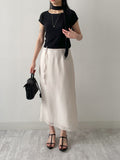 Pleated Tie-neck Short Sleeve T-shirt