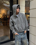 Brushed Henley Neck Pigment Hoodie