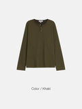 Waffle Henley neck long sleeve