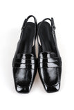 Glossy loafer heels