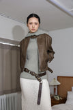 Kadi No Collar Leather Jacket
