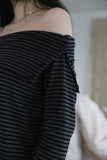 Stripe Shoulder Open Tee