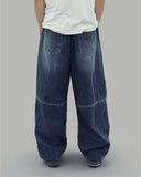 Grayish pin tuck denim pants