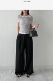 [Summer ver.] T-shirt with double-pleated long wide slacks