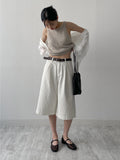 [Belt SET] Claw Pintuck Bermuda Denim Pants