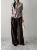 [Long Sleeve Ver.] Earth Wrap Loose Fit Blouse