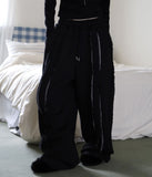 Layered brushed banding pants