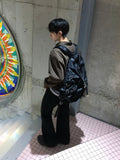 Bones black embo flare denim pants