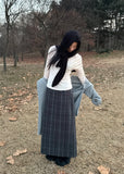 CHECK LONG SLIT WOOL SK