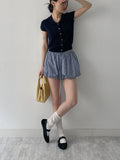 [Pants Lining!] Check Pumpkin Banding Mini Skirt