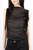 Mesh shirring via sleeveless